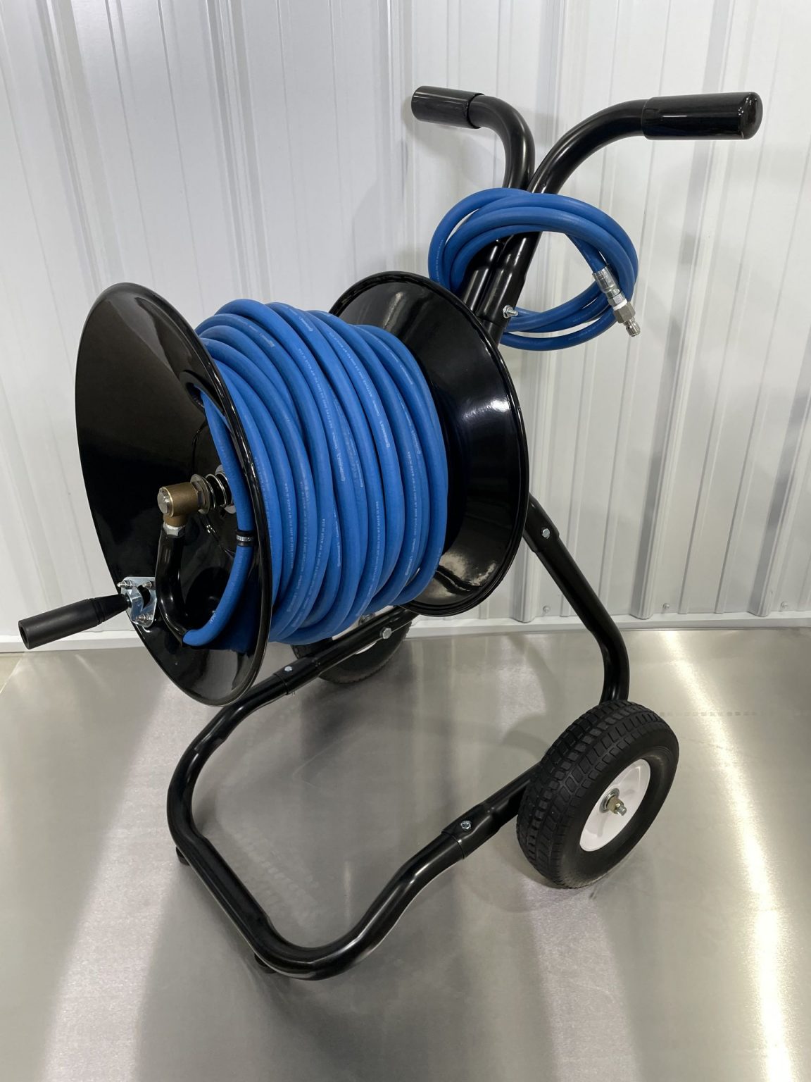 Hose Cart with Reel, 10' Lead Hose, & 150' (BETTER) Hose Easiwash